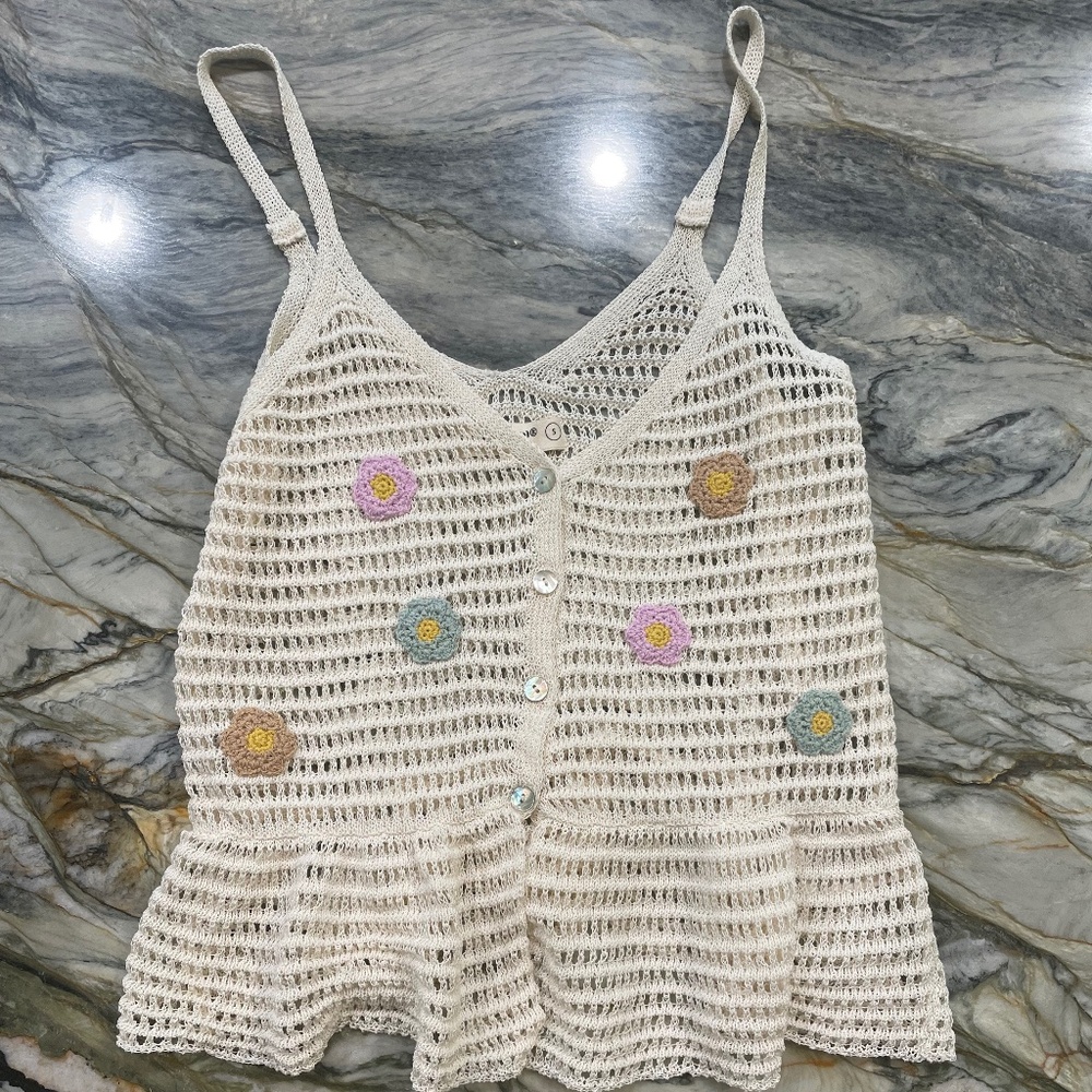 Crocheted top with flower detail